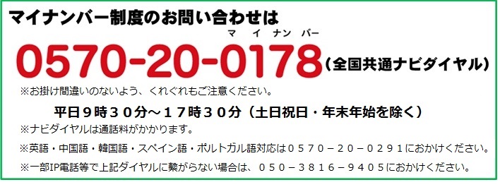 マイナンバー制度・コールセンター電話番号 マイナンバー制度・コールセンター電話番号