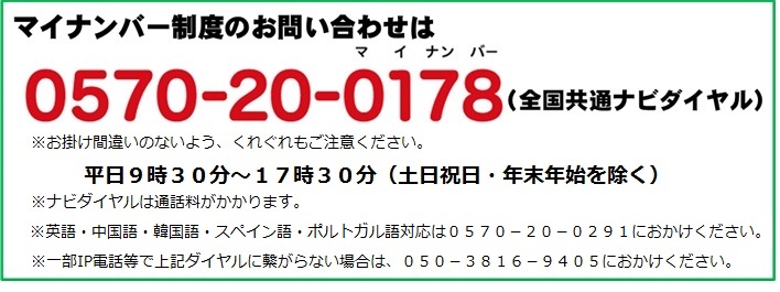 マイナンバー制度・コールセンター電話番号