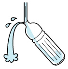 ペットボトルの中を洗う